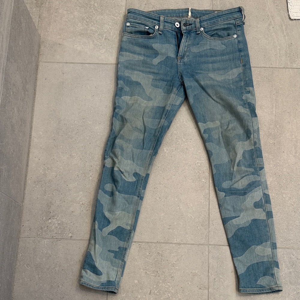 rag & bone Blue Camouflage Skinny Jeans